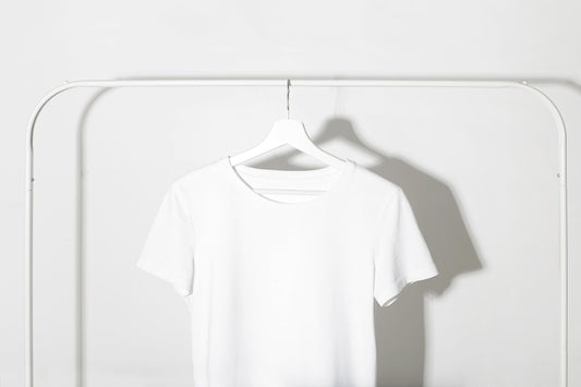 White heavy weight T-shirt on hanger