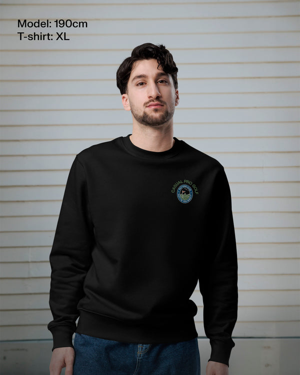 Man wearing a black Golf sweatshirt Casual Pro 