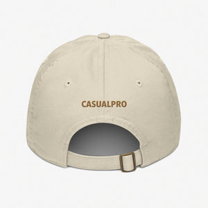 Beige dad hat, embroidered logo at the back, Low profiles, 6 panels, Organic cotton
