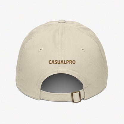 Beige dad hat, embroidered logo at the back, Low profiles, 6 panels, Organic cotton