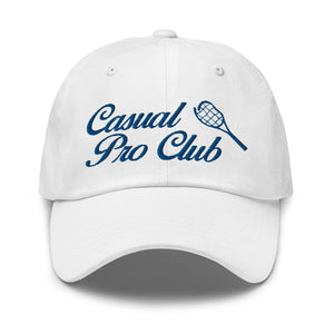 White tennis hat with embroidered logo