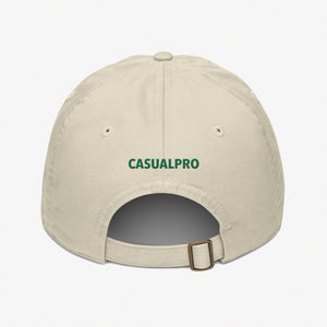 Dad hat, embroidered logo at the back in green, Low profiles, 6 panel hat, Organic cotton